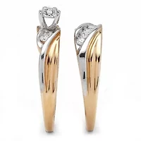 .24 TCW Cubic Zirconia Gold-Plated Sterling Silver Wedding Band Set