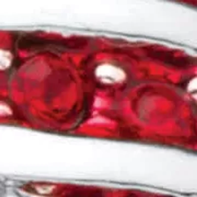 2.08 Cttw. Simulated Red Ruby Silvertone Patriotic American Flag Wide Band Ring