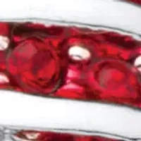2.08 Cttw. Simulated Red Ruby Silvertone Patriotic American Flag Wide Band Ring
