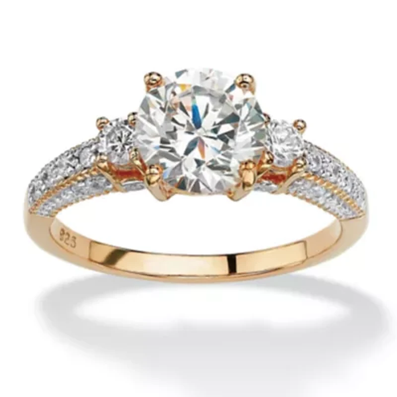 2.38 TCW Round Cubic Zirconia Ring Gold-Plated Sterling Silver