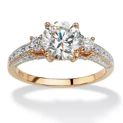 2.38 TCW Round Cubic Zirconia Ring Gold-Plated Sterling Silver