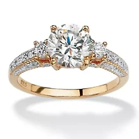 2.38 TCW Round Cubic Zirconia Ring Gold-Plated Sterling Silver