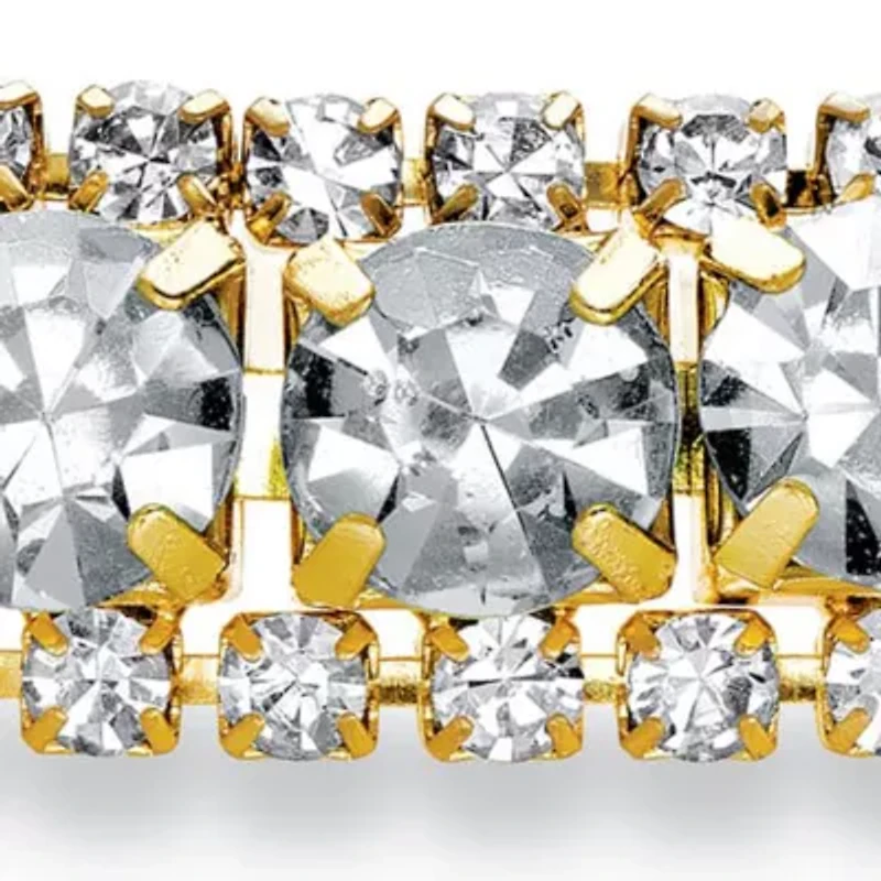 Goldtone Birthstone and Crystal Bracelet 7"