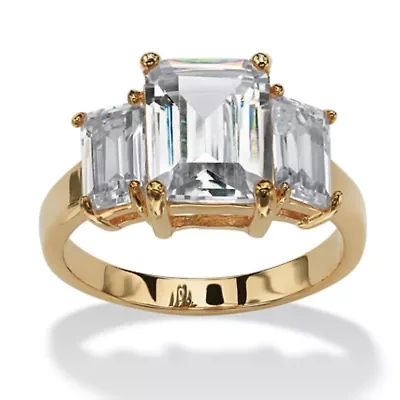 Emerald-Cut Birthstone Ring Gold-Plated