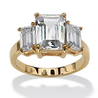 Emerald-Cut Birthstone Ring Gold-Plated