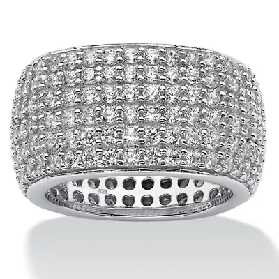 3.00 TCW Pave Cubic Zirconia Multi-Row Eternity Band Sterling Silver