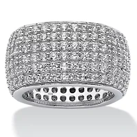 3.00 TCW Pave Cubic Zirconia Multi-Row Eternity Band Sterling Silver
