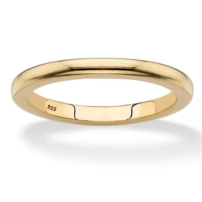 18k Gold-Plated .925 Sterling Silver Polished Wedding Ring Band (2mm)