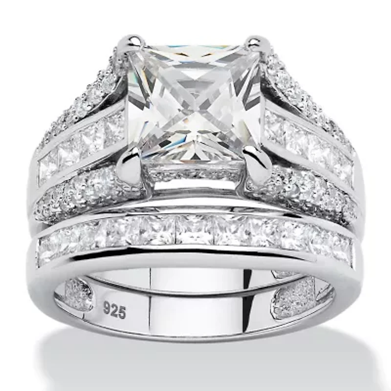 3.06 TCW Princess-Cut Cubic Zirconia Ring Platinum-plated Sterling Silver
