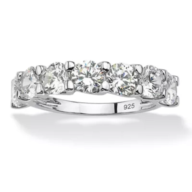 3.50 CTW Cubic Zirconia Anniversary Ring Platinum-plated Sterling Silver