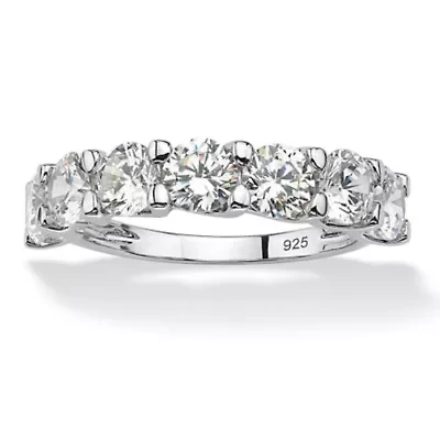 3.50 CTW Cubic Zirconia Anniversary Ring Platinum-plated Sterling Silver