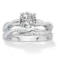 1.79 Cttw. 2-Piece Round .925 Sterling Silver Cubic Zirconia Wedding Ring Set