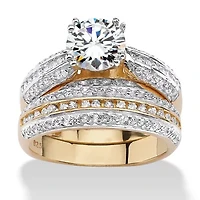 2.55 TCW Cubic Zirconia Two-Piece Bridal Set in14k Gold-plated Sterling Silver