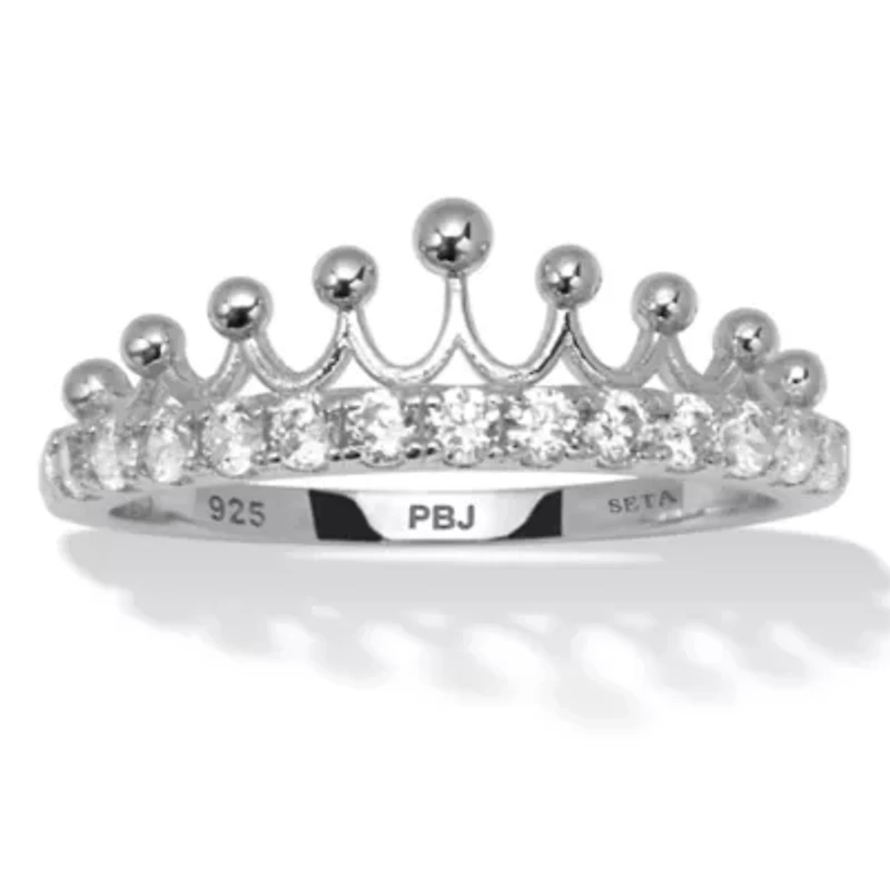 0.46 TCW Round Cubic Zirconia Sterling Silver Crown Ring