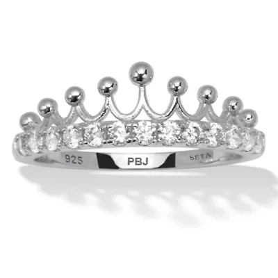 0.46 TCW Round Cubic Zirconia Sterling Silver Crown Ring