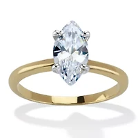 2 TCW Marquise Cubic Zirconia 18k Gold-Plated Solitaire Engagement Ring