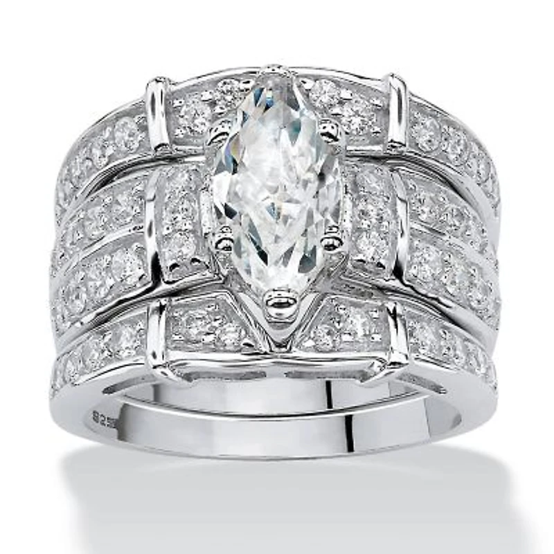 3.05 TCW Cubic Zirconia Three-Piece Bridal Set .925 Sterling Silver