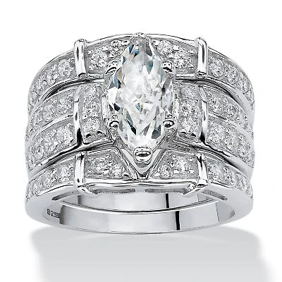 3.05 TCW Cubic Zirconia Three-Piece Bridal Set .925 Sterling Silver