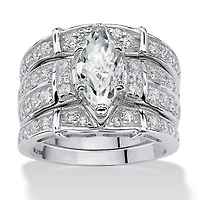 3.05 TCW Cubic Zirconia Three-Piece Bridal Set .925 Sterling Silver