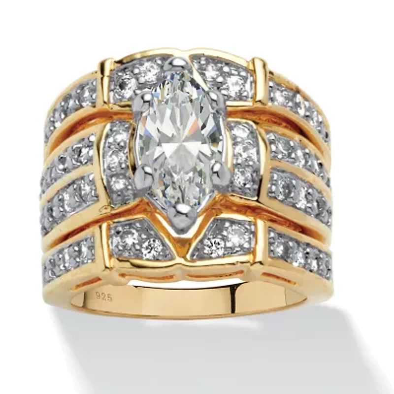3.05 TCW Cubic Zirconia 14k Gold-plated Sterling Silver Bridal Set