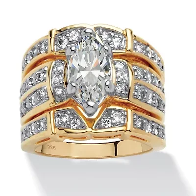 3.05 TCW Cubic Zirconia 14k Gold-plated Sterling Silver Bridal Set
