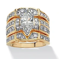 3.05 TCW Cubic Zirconia 14k Gold-plated Sterling Silver Bridal Set