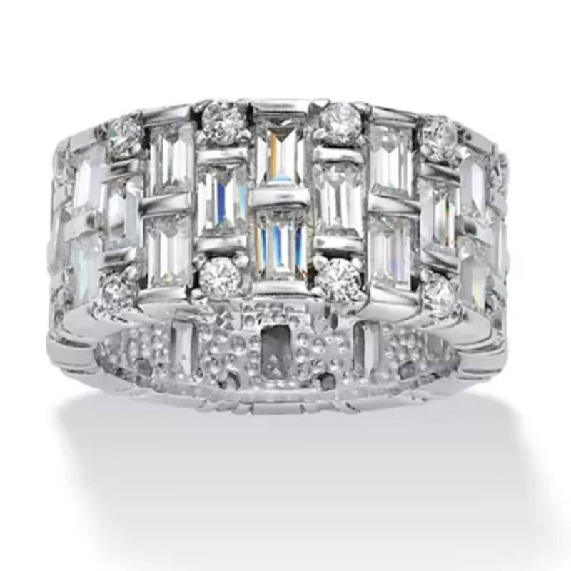 5.12 TCW Baguette CZ Eternity Band Platinum-plated Sterling Silver