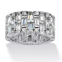5.12 TCW Baguette CZ Eternity Band Platinum-plated Sterling Silver