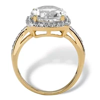 4.36 TCW Cubic Zirconia 14k Gold-plated Sterling Silver Halo Cocktail Ring