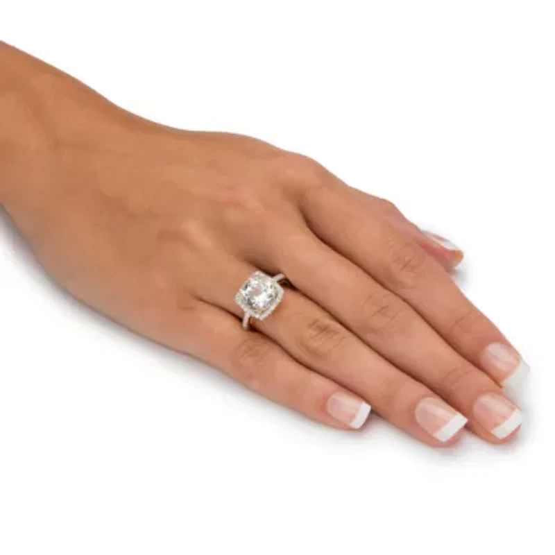 4.36 TCW Cubic Zirconia 14k Gold-plated Sterling Silver Halo Cocktail Ring