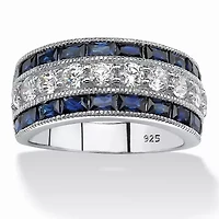 5.60 TCW CZ and Created Sapphire Ring Platinum-plated Sterling Silver
