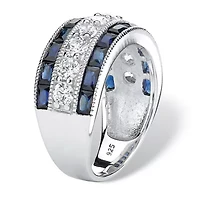 5.60 TCW CZ and Created Sapphire Ring Platinum-plated Sterling Silver
