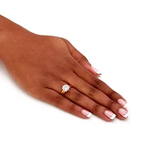 3 Cttw Round Cubic Zirconia 14k Gold-plated Silver Solitaire Wedding Ring Set