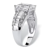4.95 TCW Emerald-Cut Cubic Zirconia Ring Platinum-plated Sterling Silver