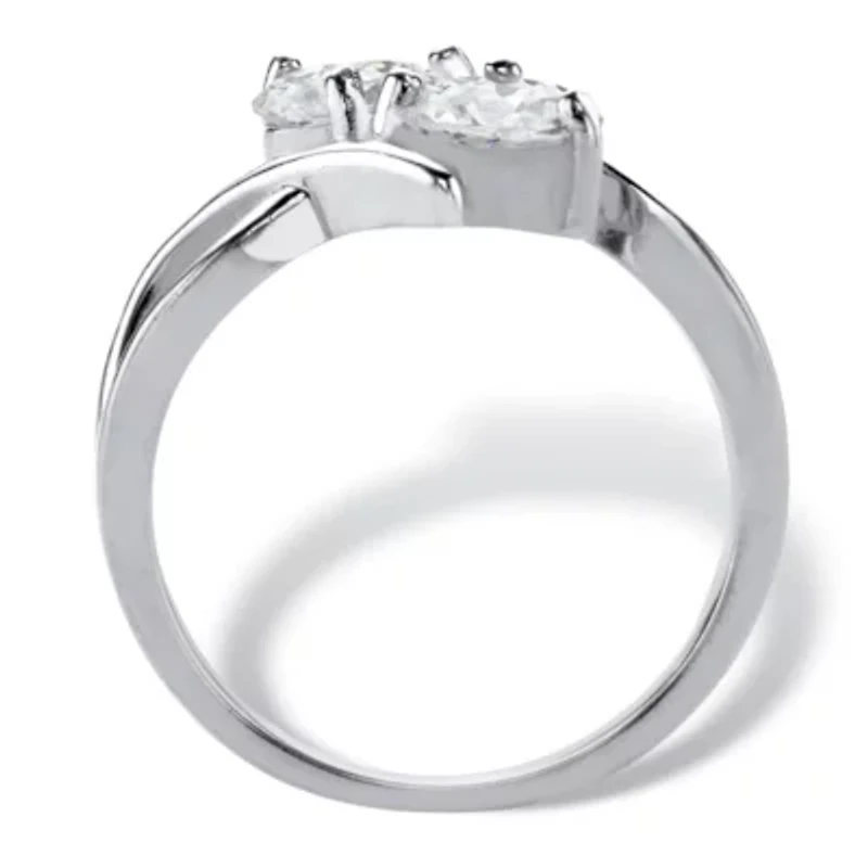 1.96 Cttw Cubic Zirconia .925 Sterling Silver 2-Stone Bypass Ring