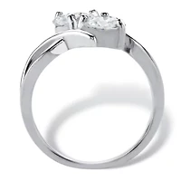 1.96 Cttw Cubic Zirconia .925 Sterling Silver 2-Stone Bypass Ring