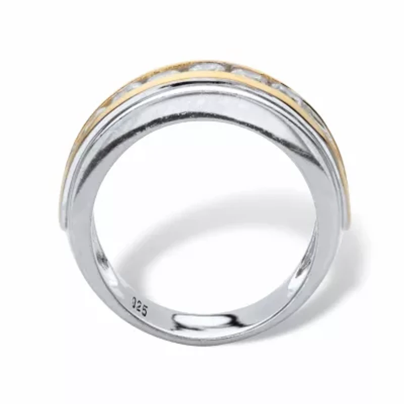 Men's 1.10 Cttw Cubic Zirconia 18k Gold and Platinum-plated Sterling Silver Ring
