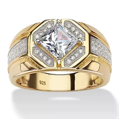 Men's 1.44 TCW Cubic Zirconia Octagon Ring 14k Gold-plated Sterling Silver