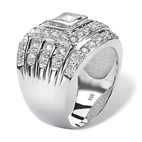 Men's 2.89 TCW Square-Cut Cubic Zirconia Ring .925 Sterling Silver