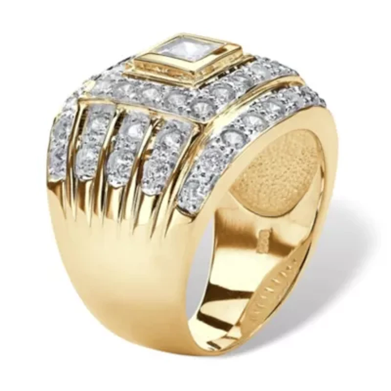 Men's 2.89 Cttw.14k Gold-plated Sterling Silver Square-Cut Cubic Zirconia Ring