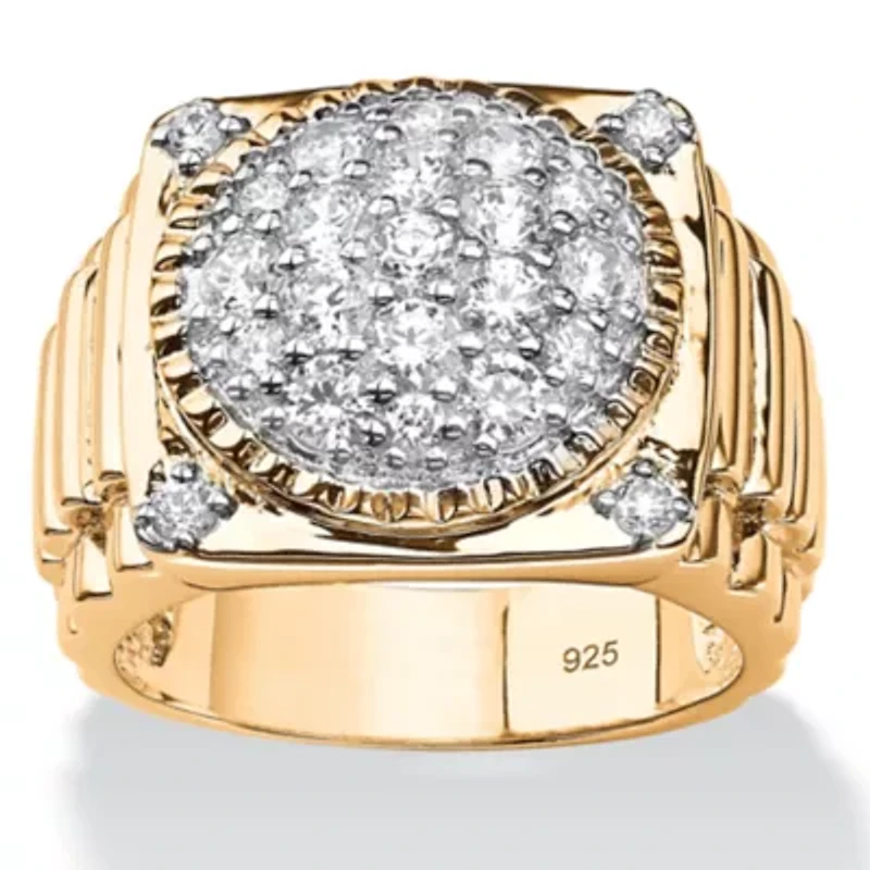 Men's 1.63 TCW Pave Cubic Zirconia 14k Gold-plated Sterling Silver Cluster Ring