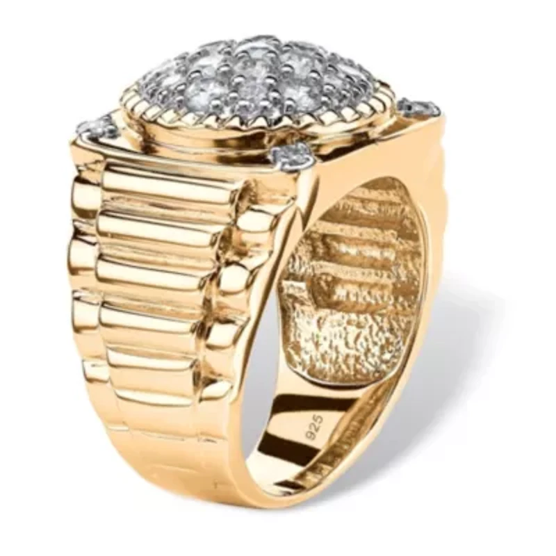Men's 1.63 TCW Pave Cubic Zirconia 14k Gold-plated Sterling Silver Cluster Ring