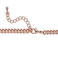 Round and Baguette-Cut Champagne Crystal Rose Goldtone Fringe Necklace 18"-20"