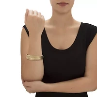 5 Piece Bangle Bracelet Set in Textured and Polished Yellow Goldtone