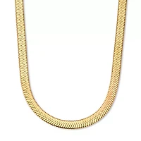 Goldtone Herringbone Chain Necklace 18-20.5 inch