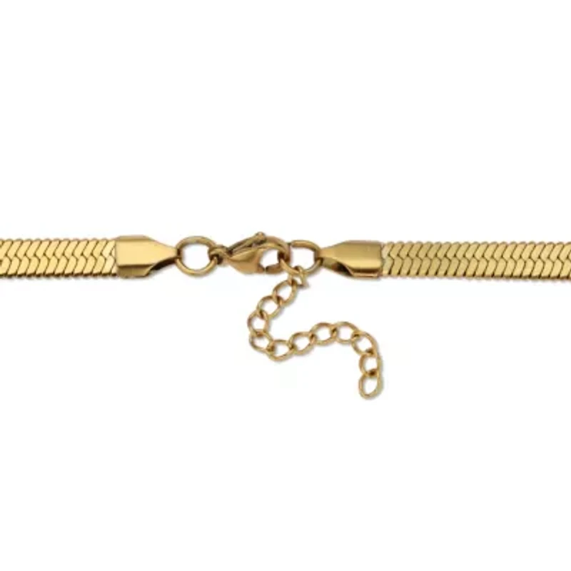 Goldtone Herringbone Chain Necklace 18-20.5 inch