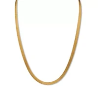 Gold Ion-Plated Stainless Steel Herringbone Chain Necklace 20-22.5 inch