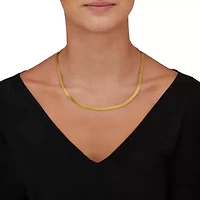 Gold Ion-Plated Stainless Steel Herringbone Chain Necklace 20-22.5 inch