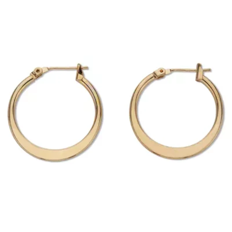 Flat Hoop Earrings Goldtone 3/4" Diameter