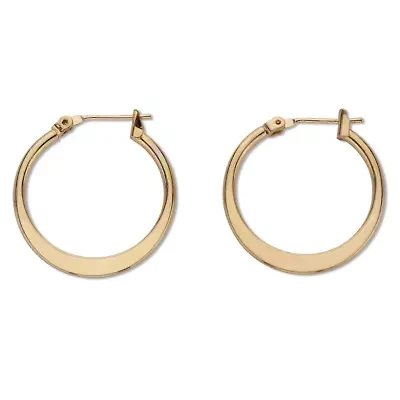 Flat Hoop Earrings Goldtone 3/4" Diameter